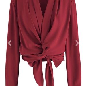 Chicwish Crisscross Tie Bow Satin Top Size M